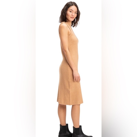 NWT Threads 4 Thought Tan Sheath Dress with Mock Neck and Sleeveless Design - Picture 2 of 14